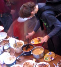 trying the food