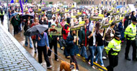 hundreds of people attend the march